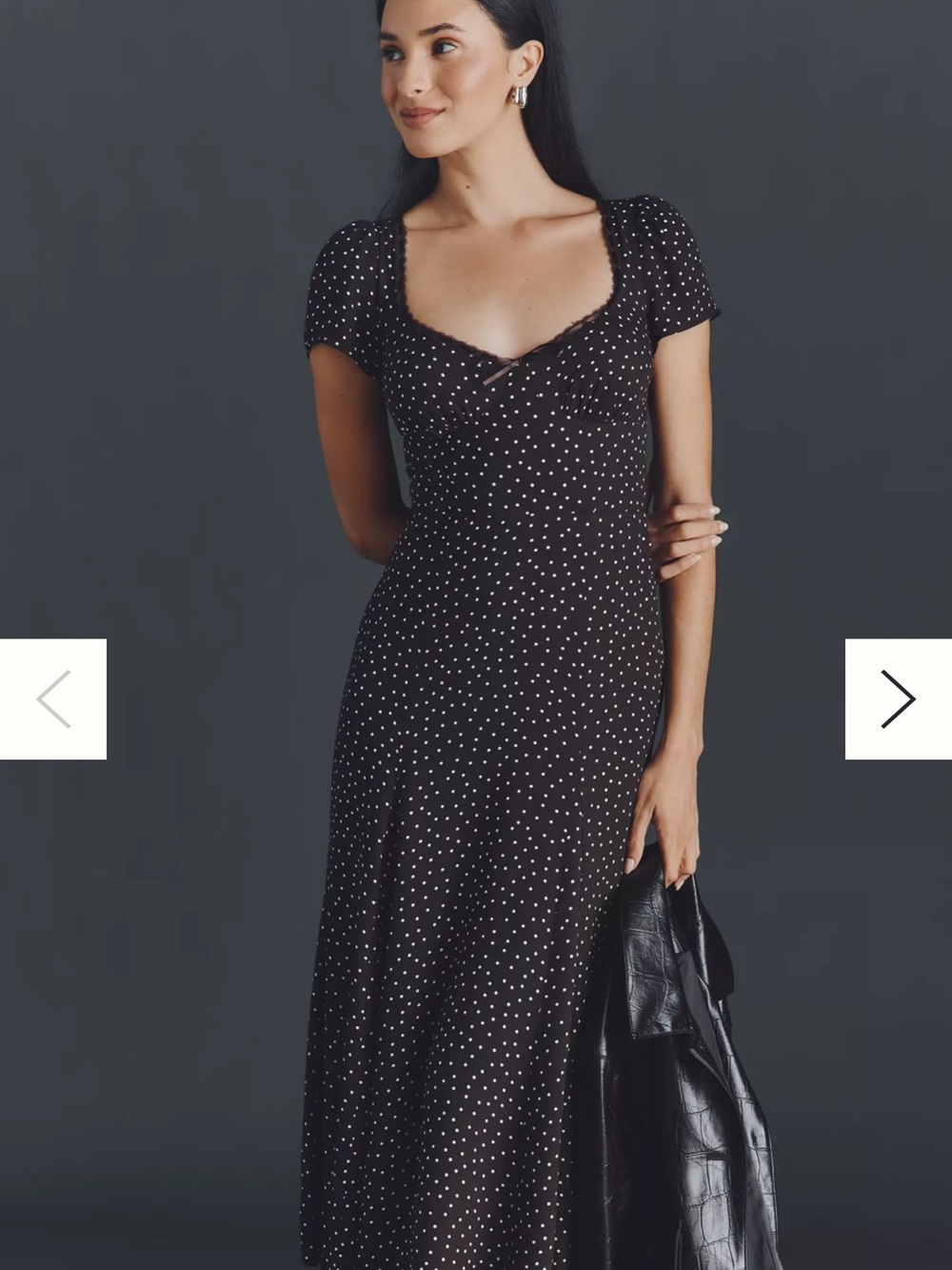 Reformation Brown Polka Dot Midi Dress